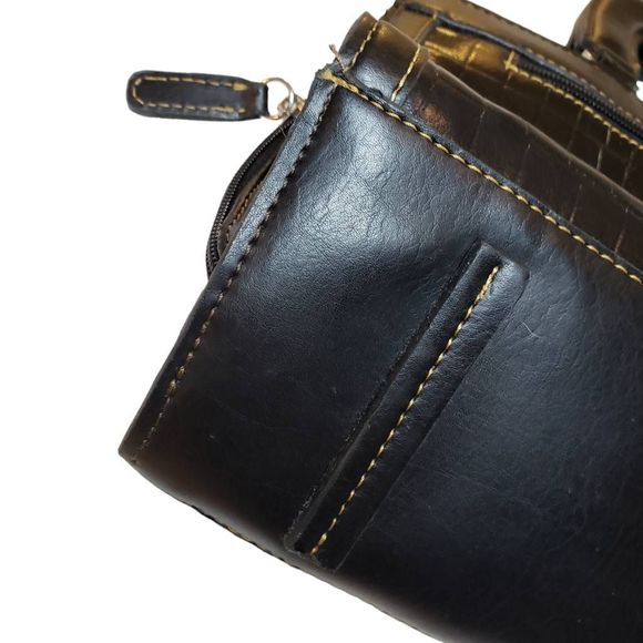 MC Western Style Embellished Satchel Top Handle Croc Embossed Style Leather Type - Picture 9 of 12